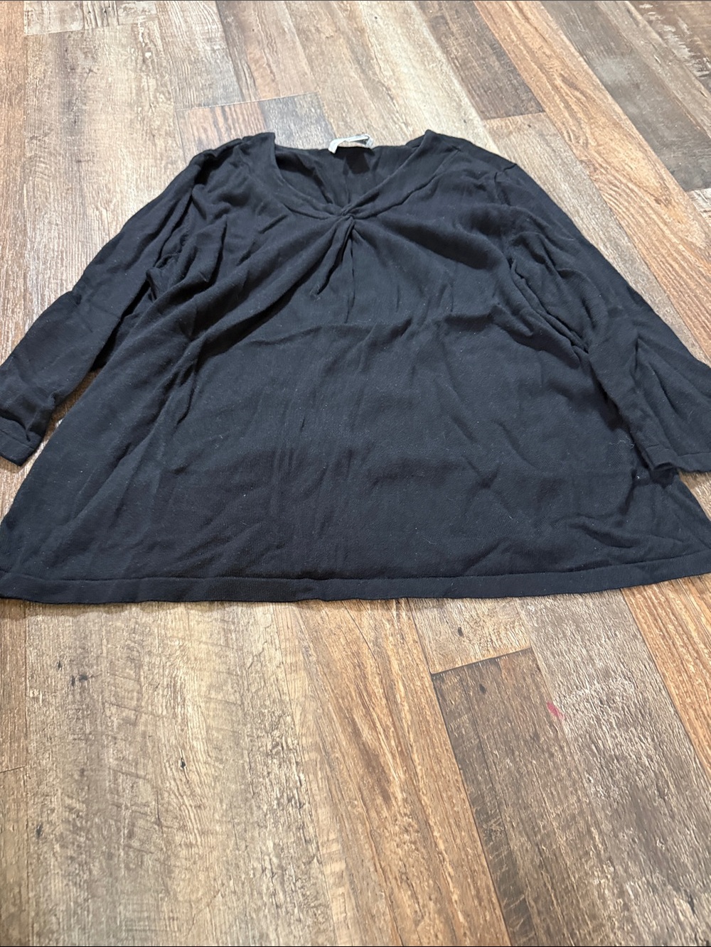 Christopher & Banks Black Twist-Front Long Sleeve Tee